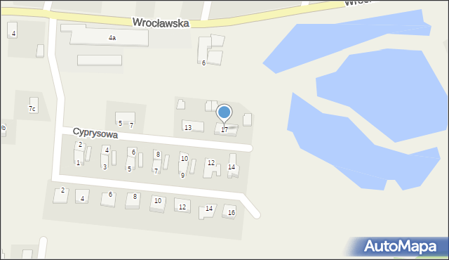 Pietrzykowice, Cyprysowa, 17, mapa Pietrzykowice