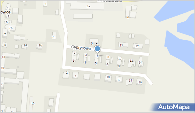 Pietrzykowice, Cyprysowa, 6, mapa Pietrzykowice