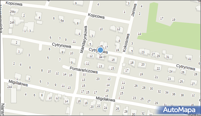 Poznań, Cytrynowa, 14, mapa Poznania