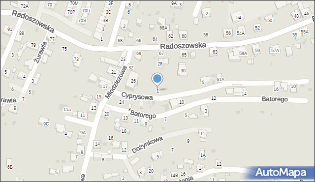 Ruda Śląska, Cyprysowa, 1, mapa Rudy Śląskiej