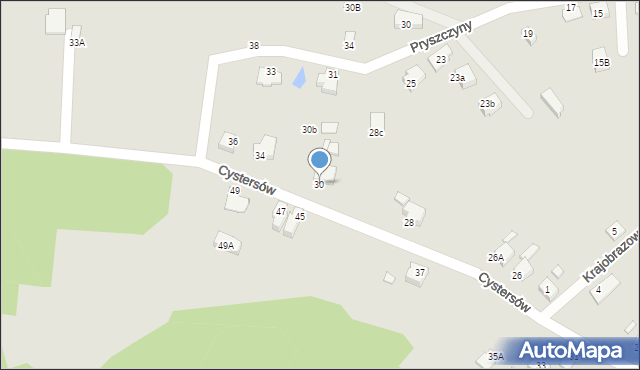 Rybnik, Cystersów, 30, mapa Rybnika