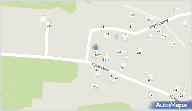 Rybnik, Cystersów, 36, mapa Rybnika