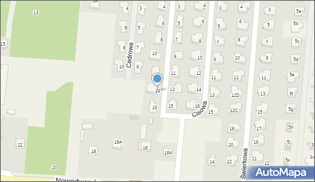 Skrzeszew, Cyprysowa, 14, mapa Skrzeszew