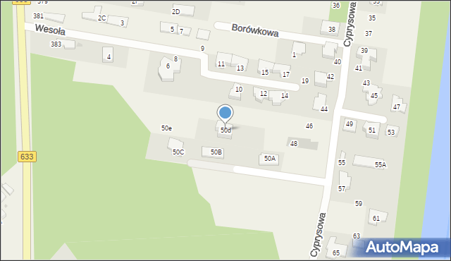 Stanisławów Pierwszy, Cyprysowa, 50d, mapa Stanisławów Pierwszy