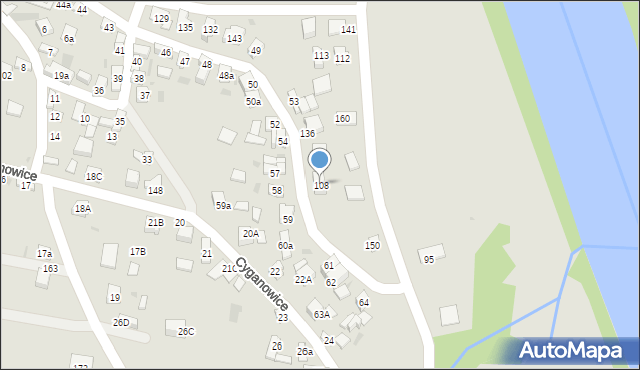 Stary Sącz, Cyganowice, 108, mapa Stary Sącz