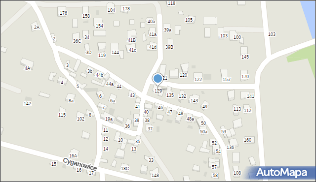 Stary Sącz, Cyganowice, 129, mapa Stary Sącz