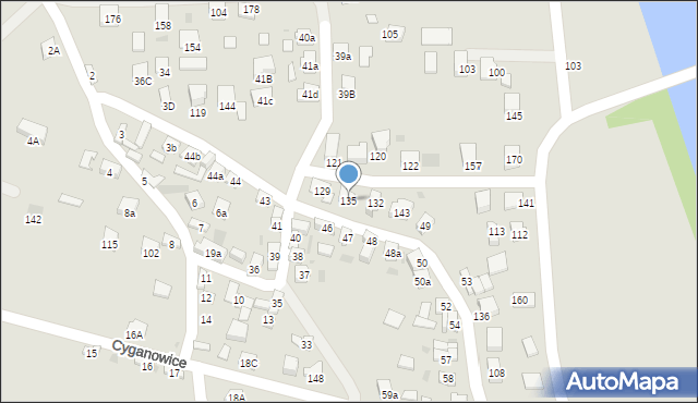 Stary Sącz, Cyganowice, 135, mapa Stary Sącz