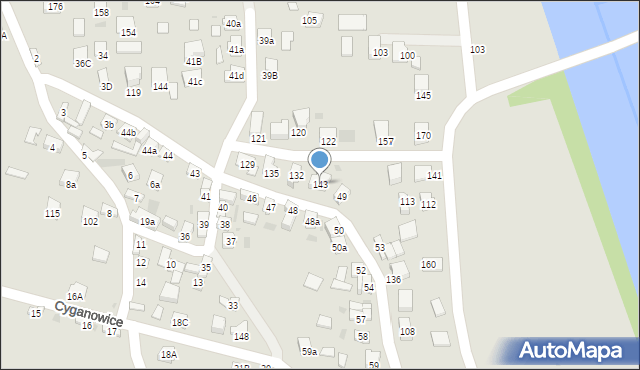 Stary Sącz, Cyganowice, 143, mapa Stary Sącz