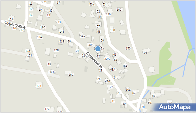 Stary Sącz, Cyganowice, 22, mapa Stary Sącz