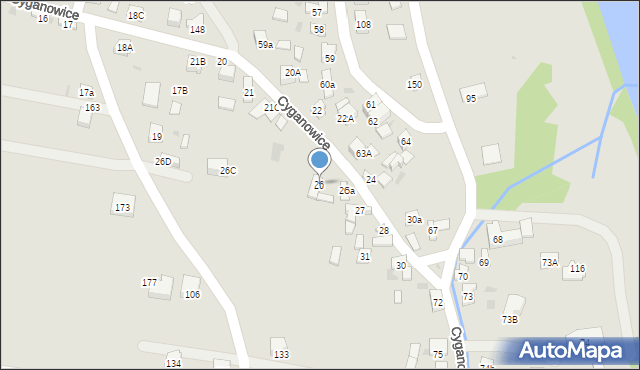 Stary Sącz, Cyganowice, 26, mapa Stary Sącz