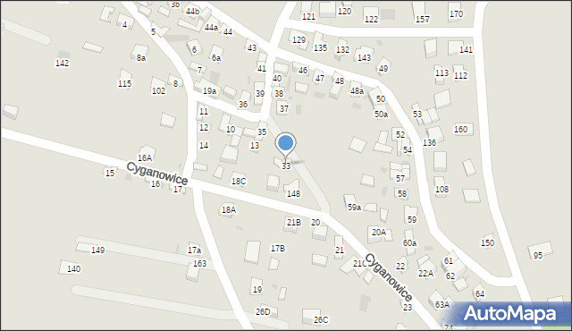 Stary Sącz, Cyganowice, 33, mapa Stary Sącz