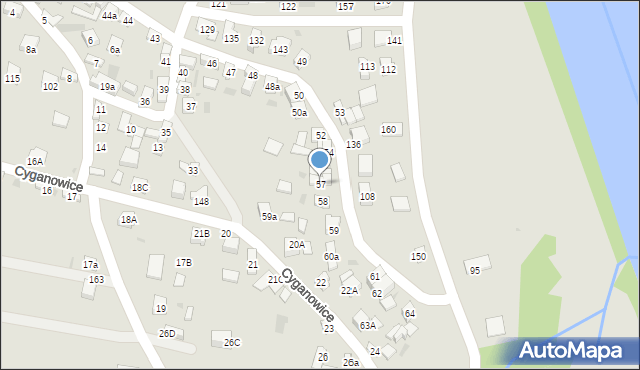 Stary Sącz, Cyganowice, 57, mapa Stary Sącz