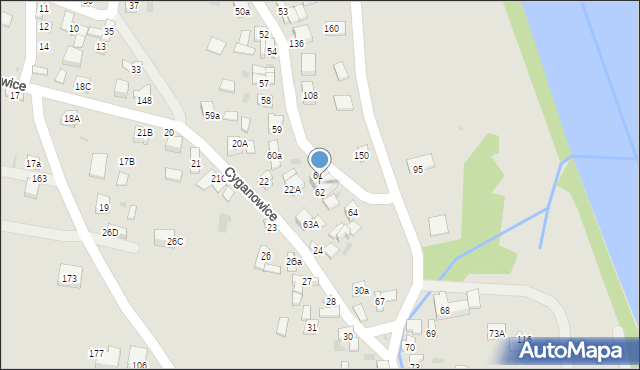 Stary Sącz, Cyganowice, 61a, mapa Stary Sącz