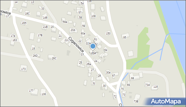 Stary Sącz, Cyganowice, 63A, mapa Stary Sącz