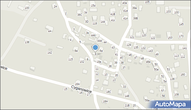 Stary Sącz, Cyganowice, 7, mapa Stary Sącz