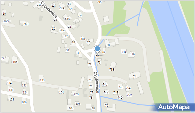 Stary Sącz, Cyganowice, 70, mapa Stary Sącz