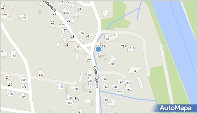 Stary Sącz, Cyganowice, 73, mapa Stary Sącz