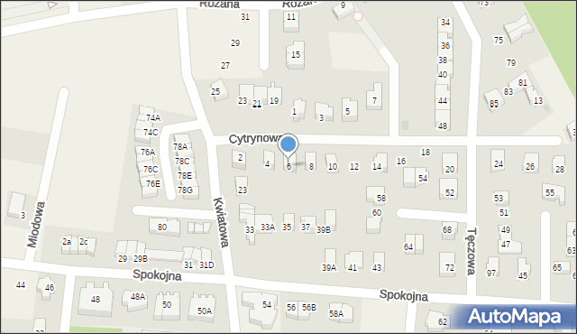 Straszyn, Cytrynowa, 6, mapa Straszyn