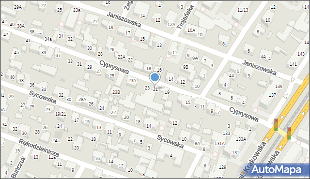 Warszawa, Cyprysowa, 21, mapa Warszawy