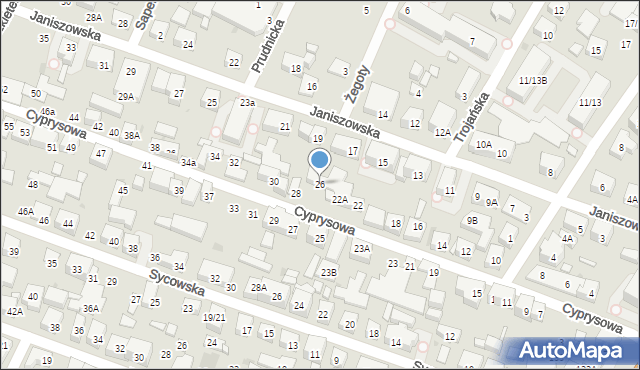 Warszawa, Cyprysowa, 26, mapa Warszawy