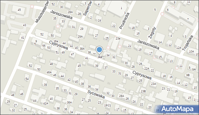 Warszawa, Cyprysowa, 34a, mapa Warszawy
