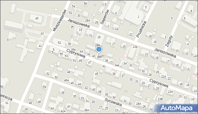 Warszawa, Cyprysowa, 38A, mapa Warszawy