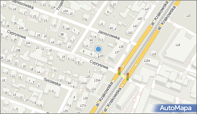 Warszawa, Cyprysowa, 4, mapa Warszawy