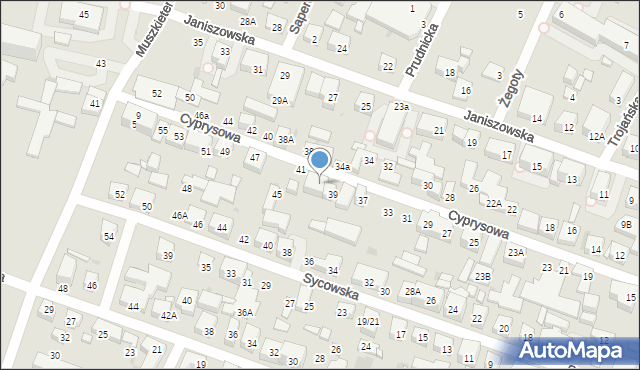 Warszawa, Cyprysowa, 41/43, mapa Warszawy