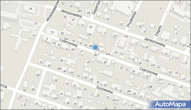 Warszawa, Cyprysowa, 41, mapa Warszawy