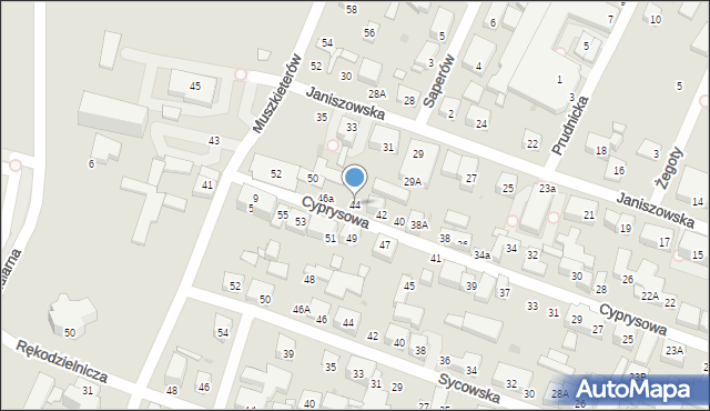 Warszawa, Cyprysowa, 44, mapa Warszawy