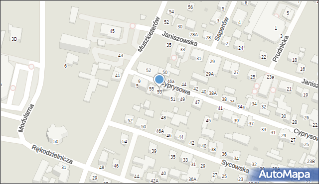 Warszawa, Cyprysowa, 53, mapa Warszawy