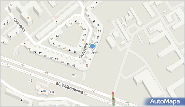 Warszawa, Cypryjska, 43, mapa Warszawy