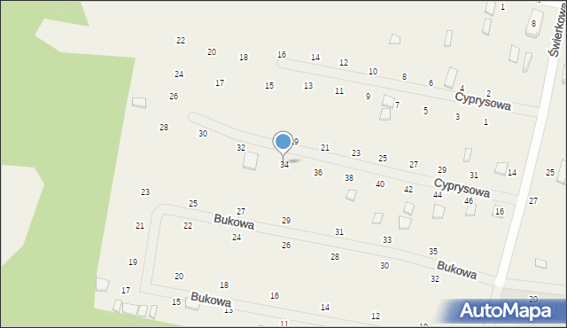 Wisełka, Cyprysowa, 34, mapa Wisełka