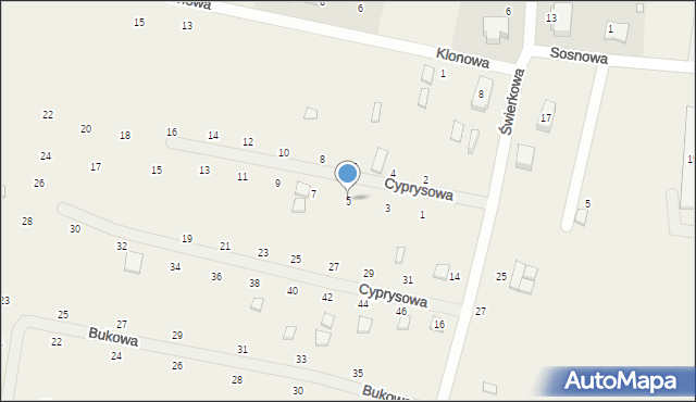 Wisełka, Cyprysowa, 5, mapa Wisełka