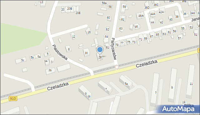 Będzin, Czeladzka, 28, mapa Będzin