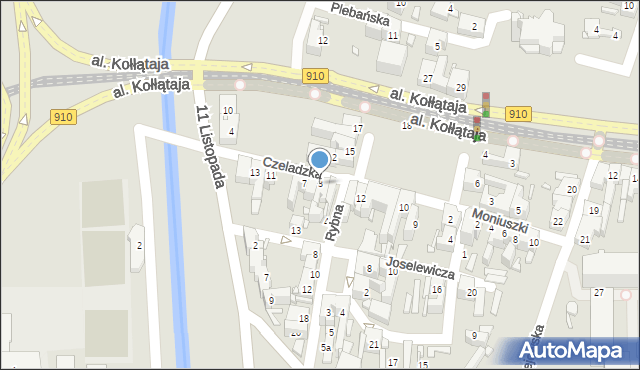 Będzin, Czeladzka, 3, mapa Będzin