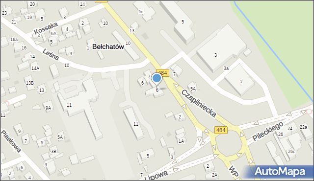 Bełchatów, Czapliniecka, 6, mapa Bełchatów