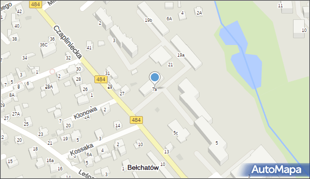 Bełchatów, Czapliniecka, 7a, mapa Bełchatów