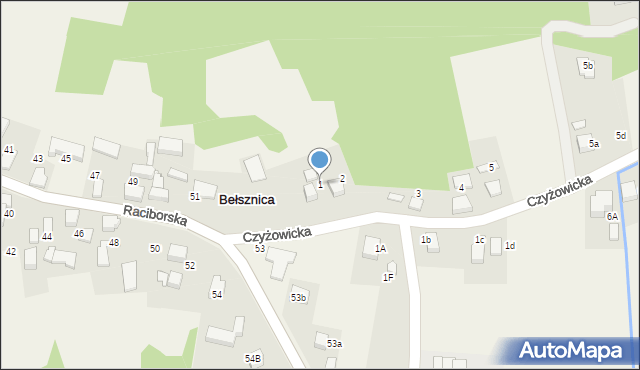 Bełsznica, Czyżowicka, 1, mapa Bełsznica