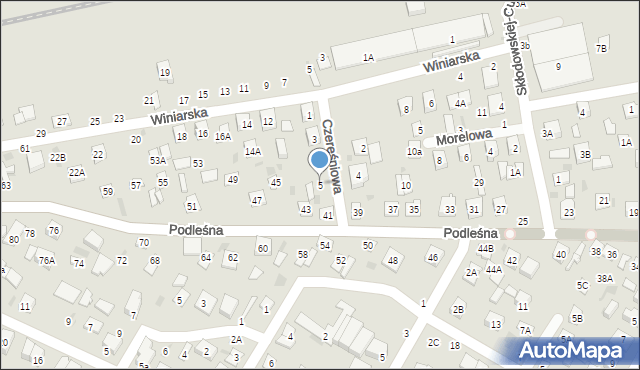 Biała Podlaska, Czereśniowa, 5, mapa Białej Podlaskiej