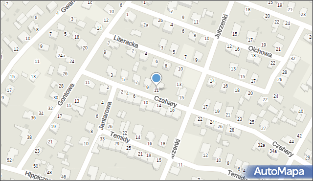 Białe Błota, Czahary, 11, mapa Białe Błota