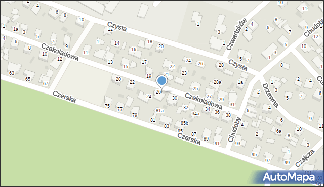 Białe Błota, Czekoladowa, 28, mapa Białe Błota