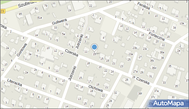 Białe Błota, Czerska, 13, mapa Białe Błota