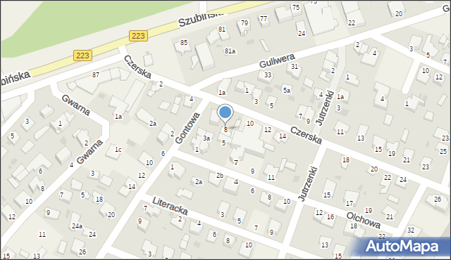 Białe Błota, Czerska, 8, mapa Białe Błota