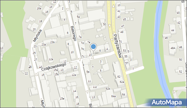 Bielsko-Biała, Czajkowskiego Piotra, 8, mapa Bielsko-Białej