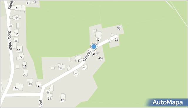 Bielsko-Biała, Czupel, 46, mapa Bielsko-Białej