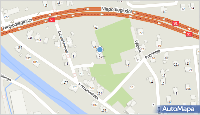 Bielsko-Biała, Czereśniowa, 6a, mapa Bielsko-Białej