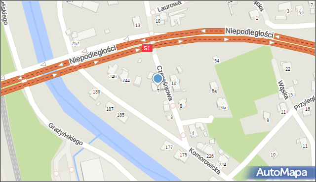 Bielsko-Biała, Czereśniowa, 7, mapa Bielsko-Białej