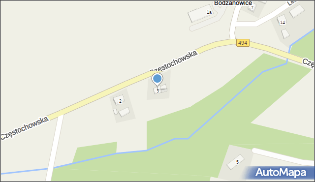 Bodzanowice, Częstochowska, 3, mapa Bodzanowice