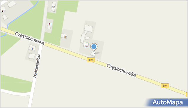 Bodzanowice, Częstochowska, 7, mapa Bodzanowice